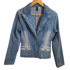 Divided By H&M Denim Cotten Blue Blazer